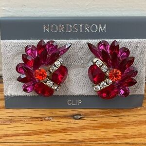 Vintage Nordstrom Vibrant Red and Magenta Crystal Clip-on Earrings